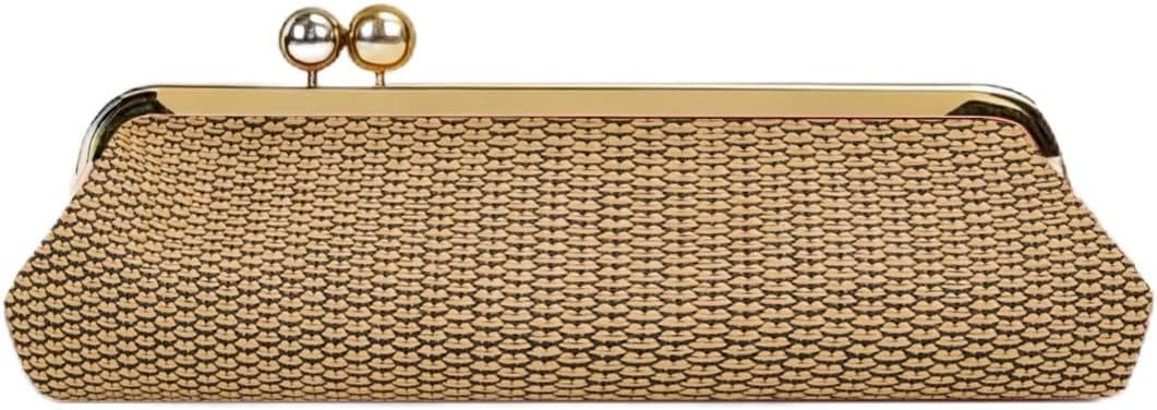 Women's Kisslock Clutch Purse, Red Patent, Gold Frame Clasp, Evening Party Shoulder Bag | Amazon (US)