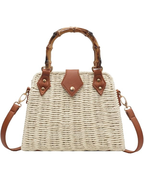 Cross Body Handbags for Women Straw Woven Beach Bag 2025 Summer Handmade Purses Wicker Rattan Bag... | Amazon (US)