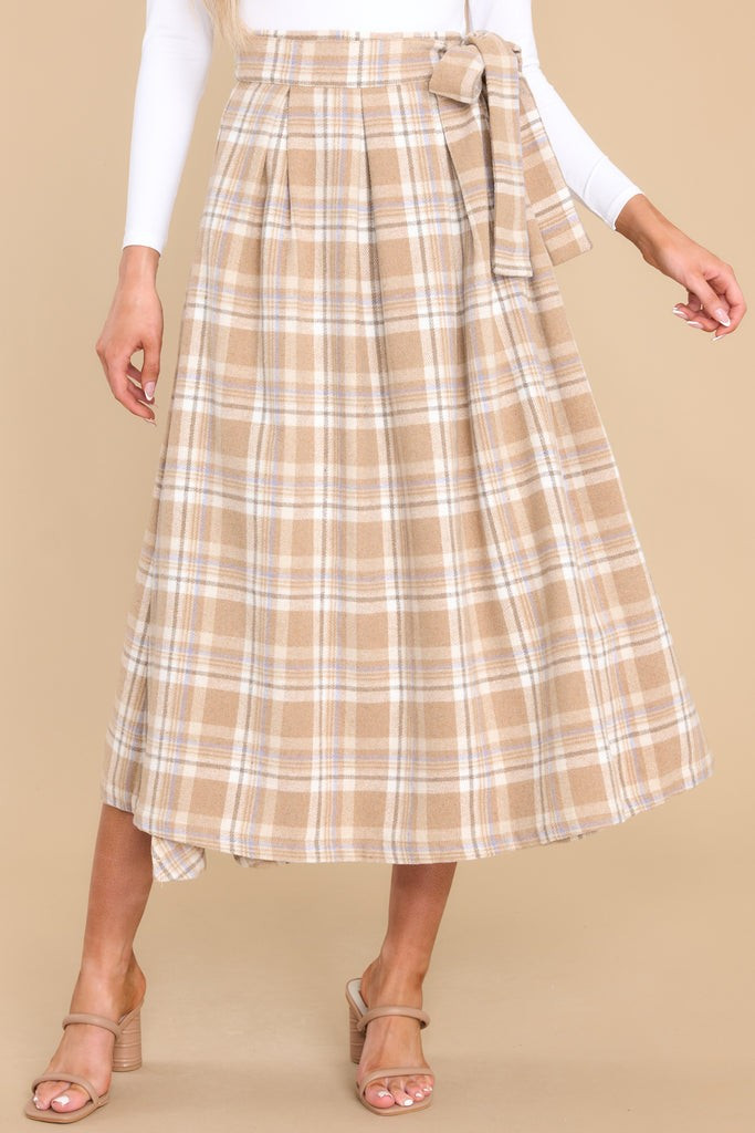 Twirl By Design Beige Plaid Skirt | Red Dress 