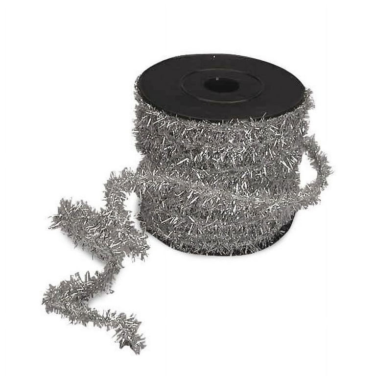 Silver Metallic Tinsel Wired Cord - 1/2" x 10 Yards, Sparkling Christmas Ribbon, Wreath, Gift Wra... | Walmart (US)