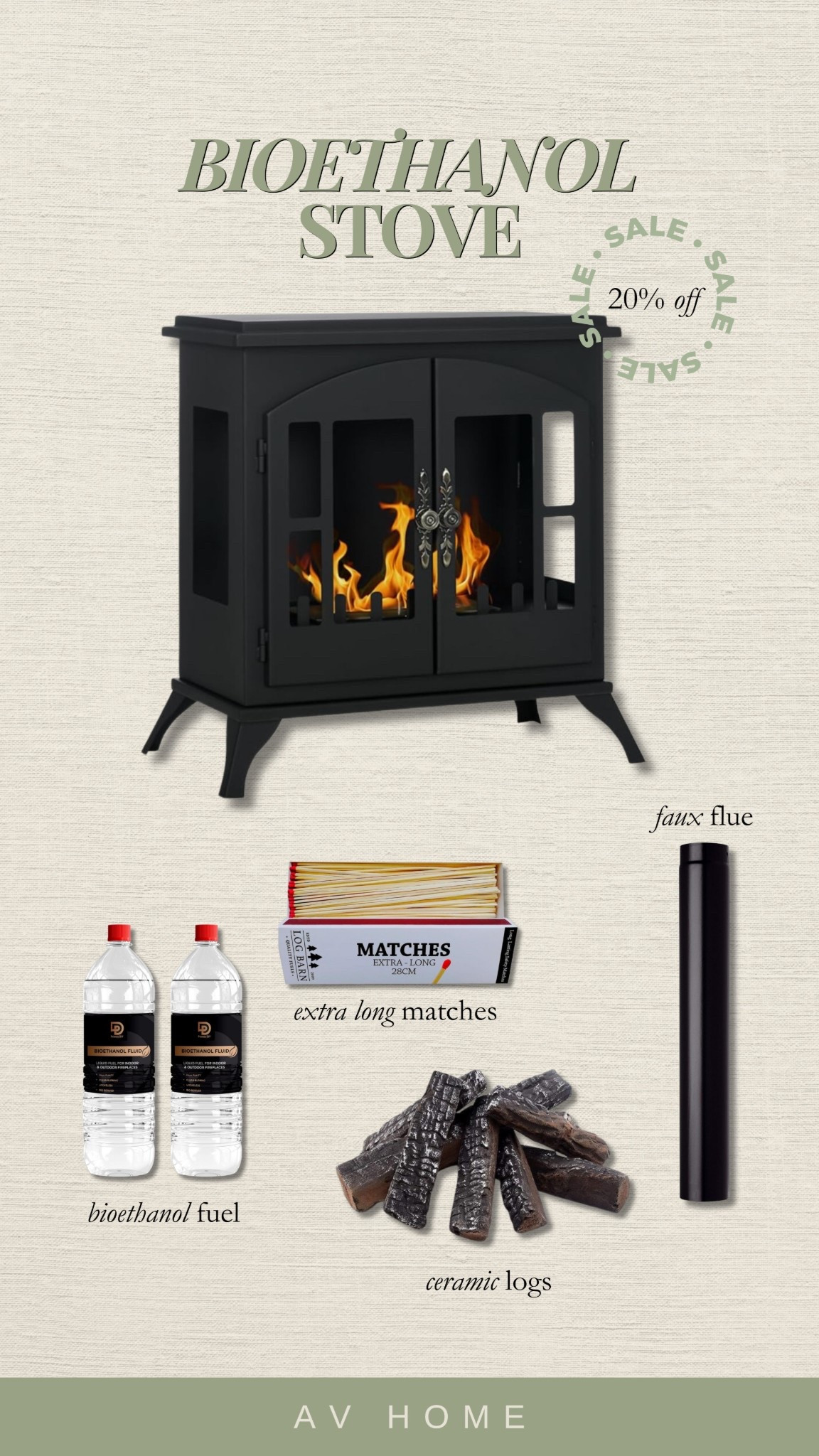 Bioethanol stove (20% off) + all accessories!