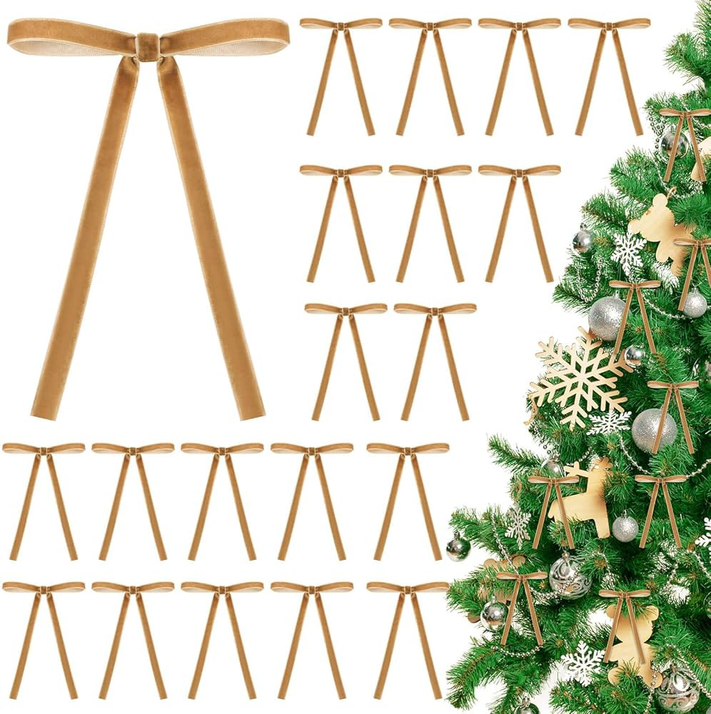 40 Pieces Velvet Bows for Christmas Tree, Velvet Clip on Bow Ornaments for Christmas Decorations(... | Amazon (US)