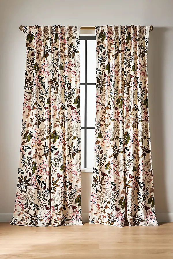 Lorena Printed Velvet Curtain | Anthropologie (US)