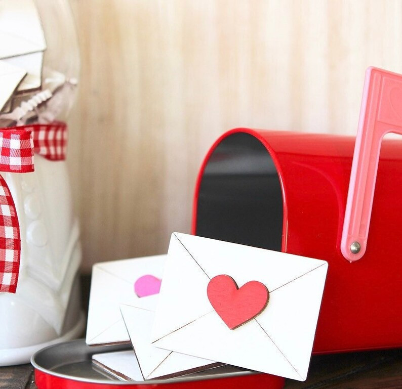 Mini Wooden 3D Love Letter Envelopes, Bubblegum Machine Filler, Valentines Day Tiered Tray Decor,... | Etsy (US)