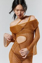House of Sunny The Solar Sheer Knit Shrug Sweater in Bronze | Urban Outfitters (US and RoW)