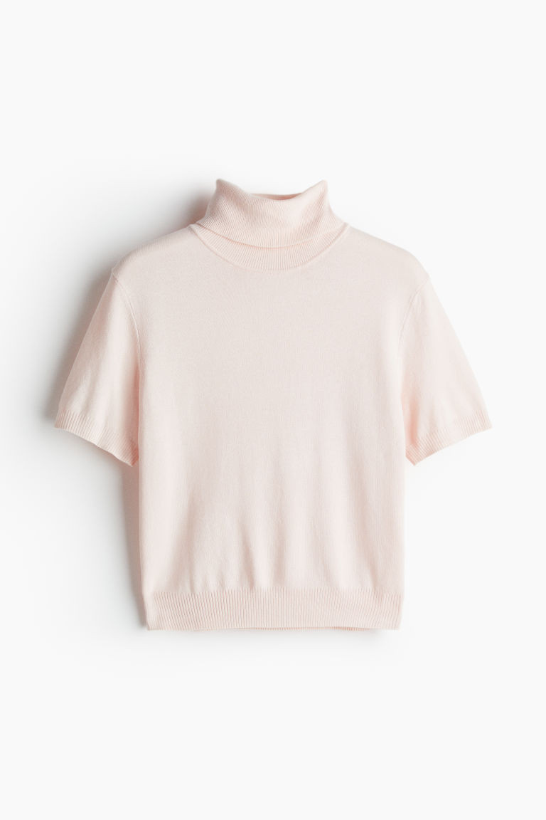 H & M - Fine-Knit Turtleneck Top - Pink | H&M (US + CA)