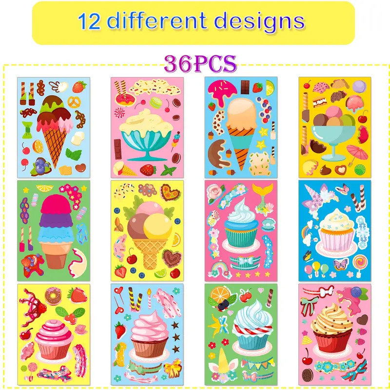 No repeat Face Stickers Cartoon Delicious Summer Ice Cream - Temu | Temu Affiliate Program