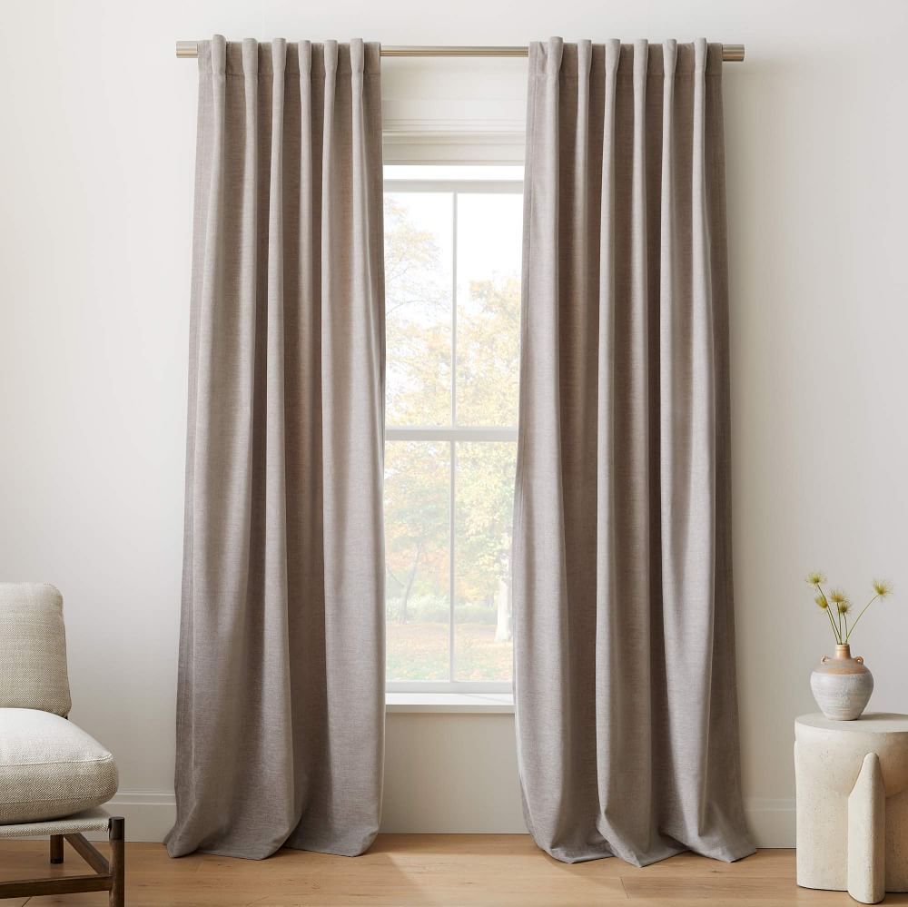 Textured Upholstery Velvet Curtain, Platinum, 48&amp;quot;x96&amp;quot; | West Elm (US)