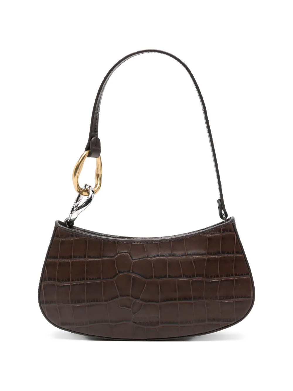 STAUD Ollie crocodile-effect shoulder bag - Brown | Farfetch Global