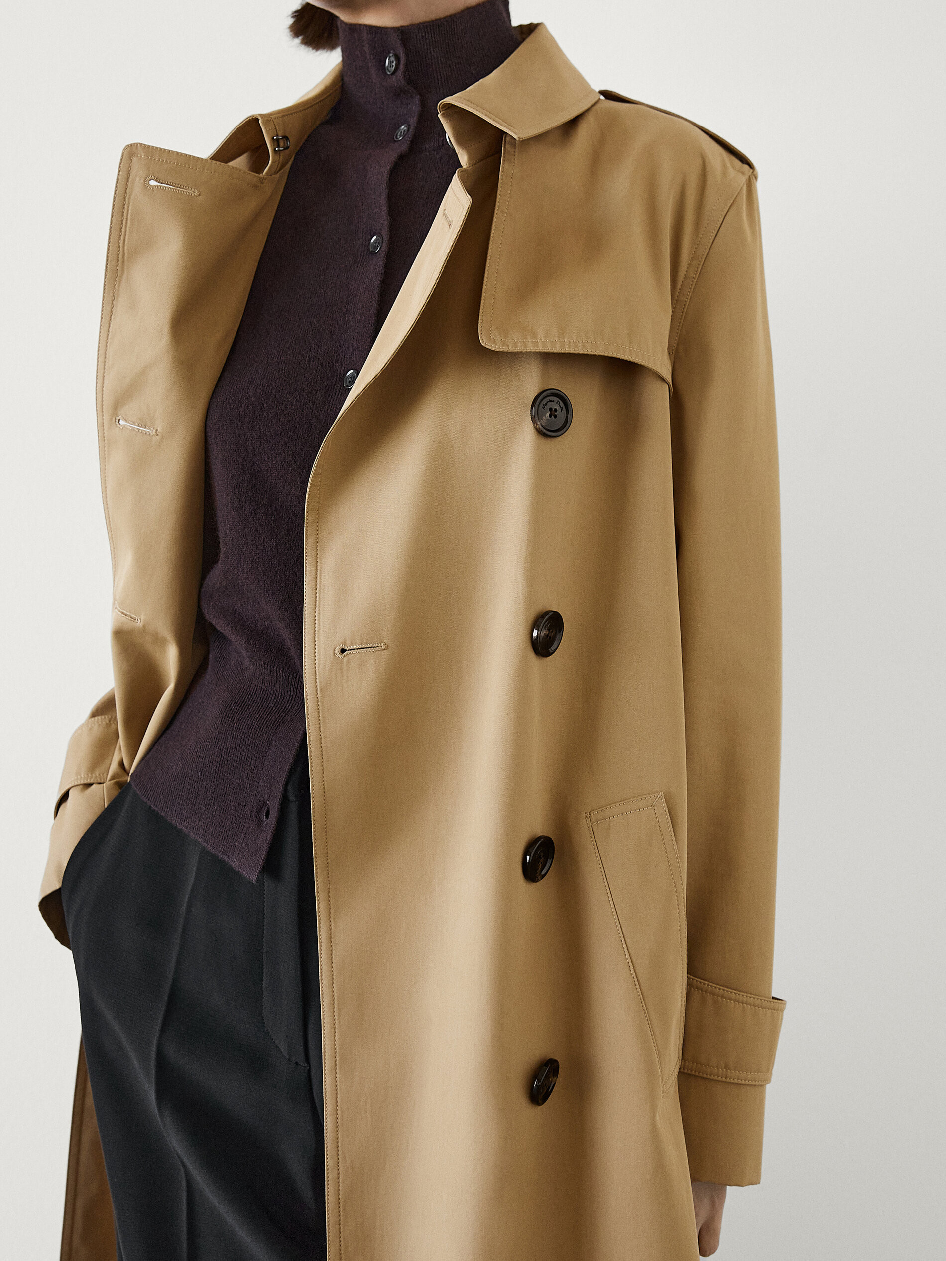 100% cotton trench coat with belt | Massimo Dutti US