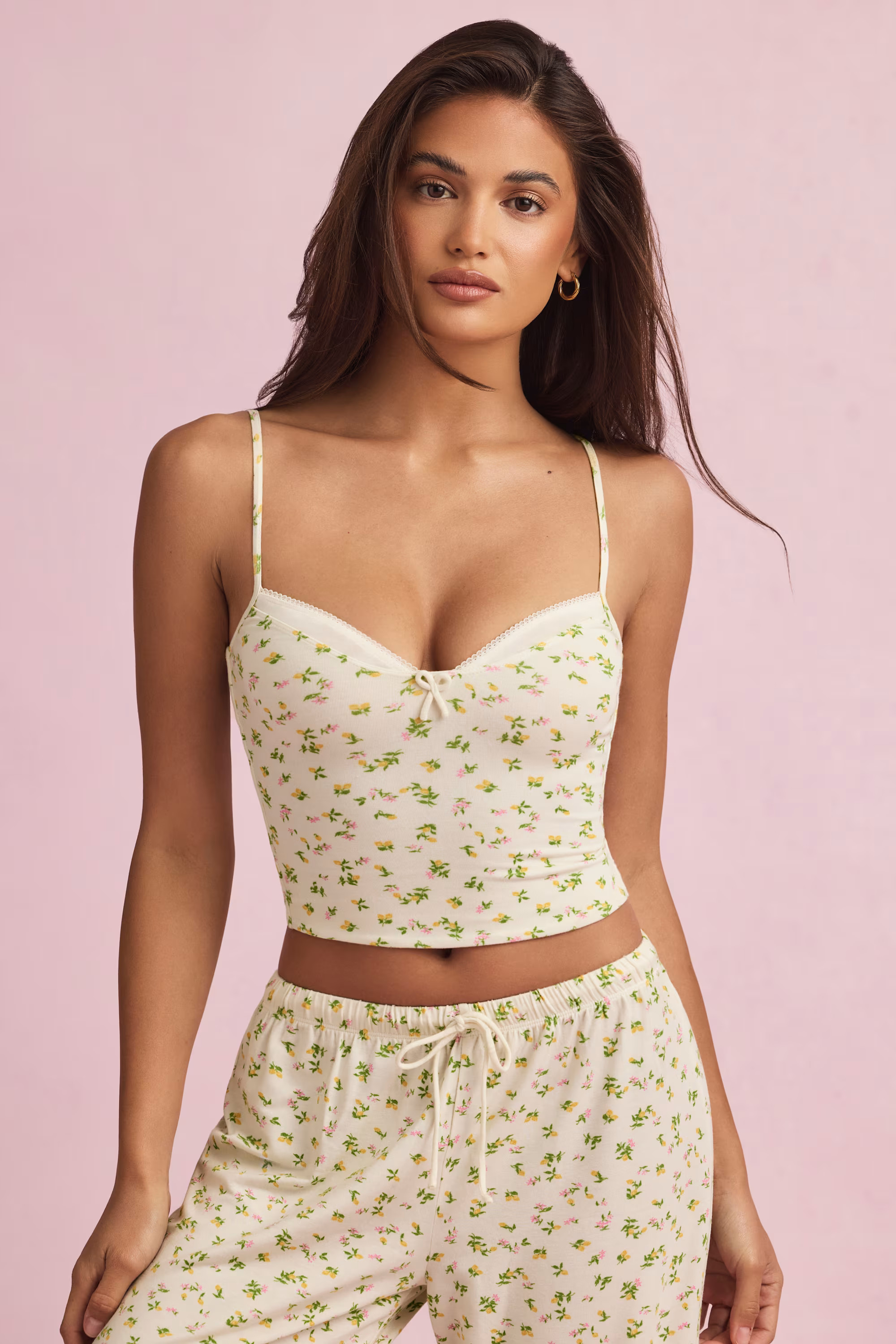 Modal Camisole Pyjama Top in Lemon Print | Oh Polly