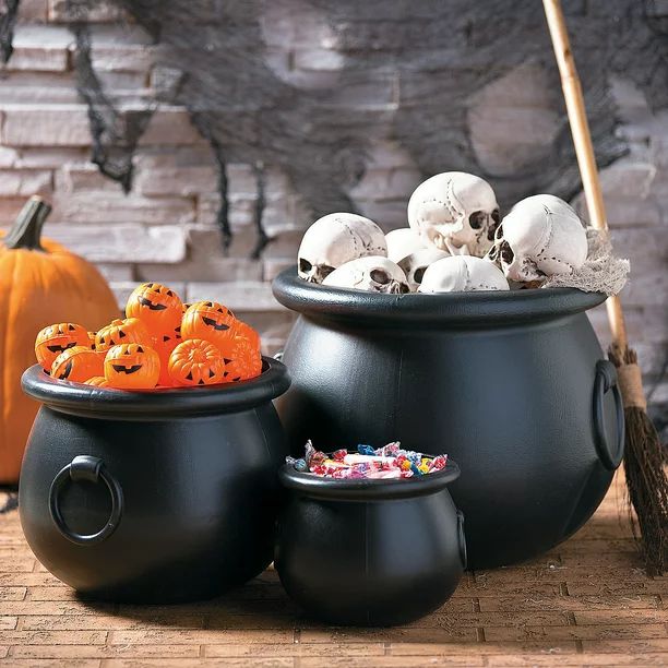 Black Plastic Cauldrons (Set Of 3) - Home Decor - 3 Pieces | Walmart (US)