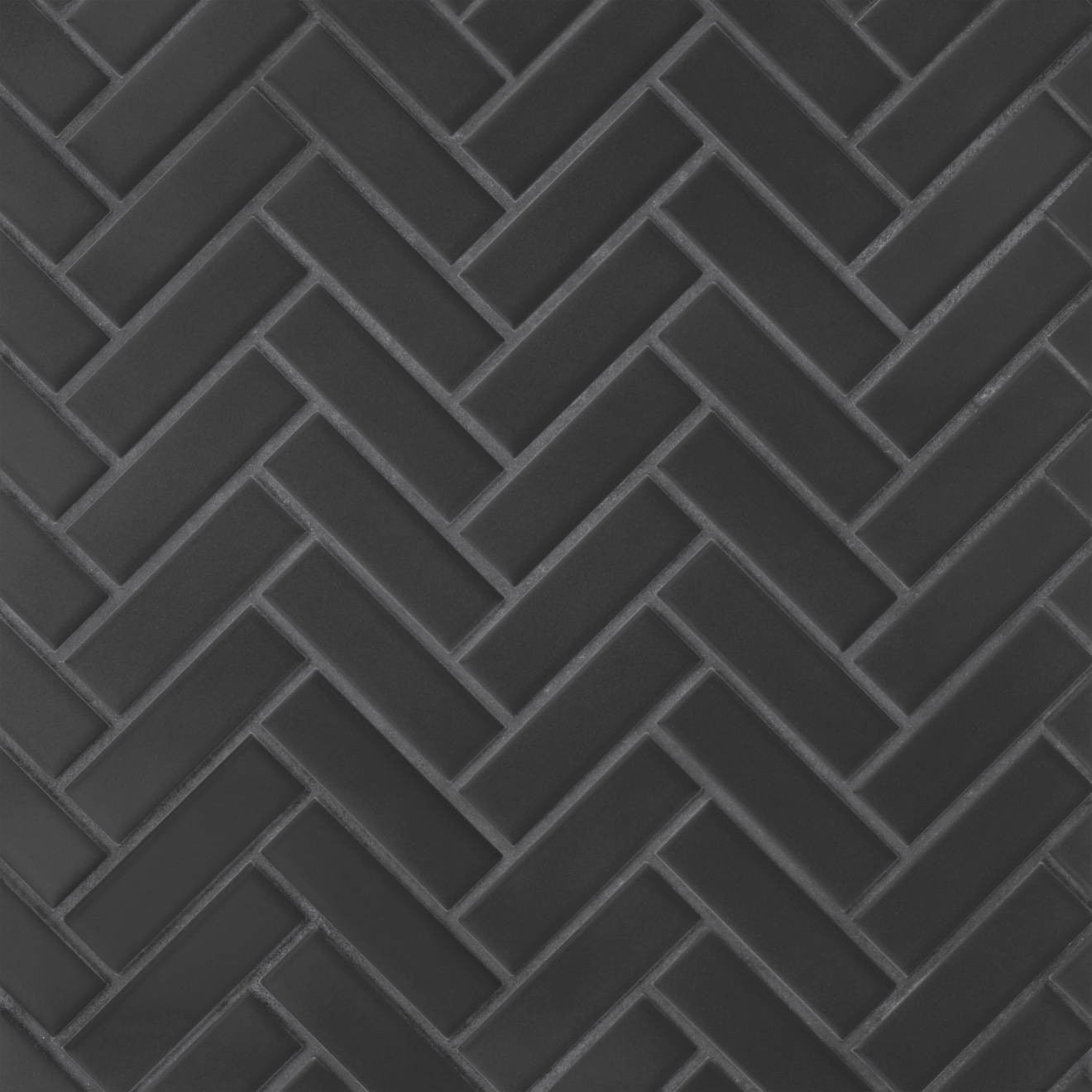 Le Cafe 1" x 3" Herringbone Matte Porcelain Mosaic Tile in Black | Bedrosians Tile and Stone