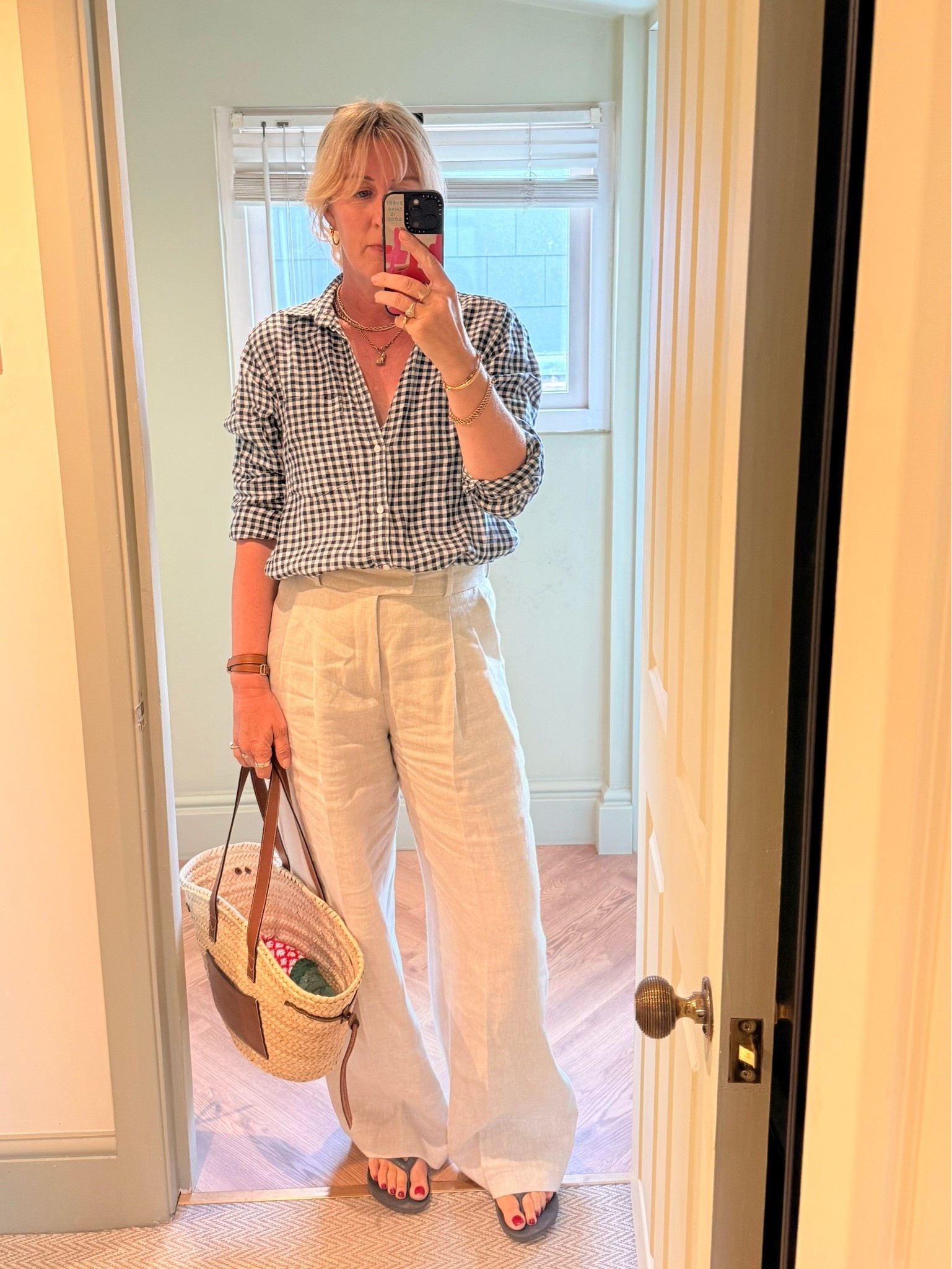 With Nothing Underneath Gingham shirt and linen trousers

#LTKuk #LTKstyletip #LTKover50style