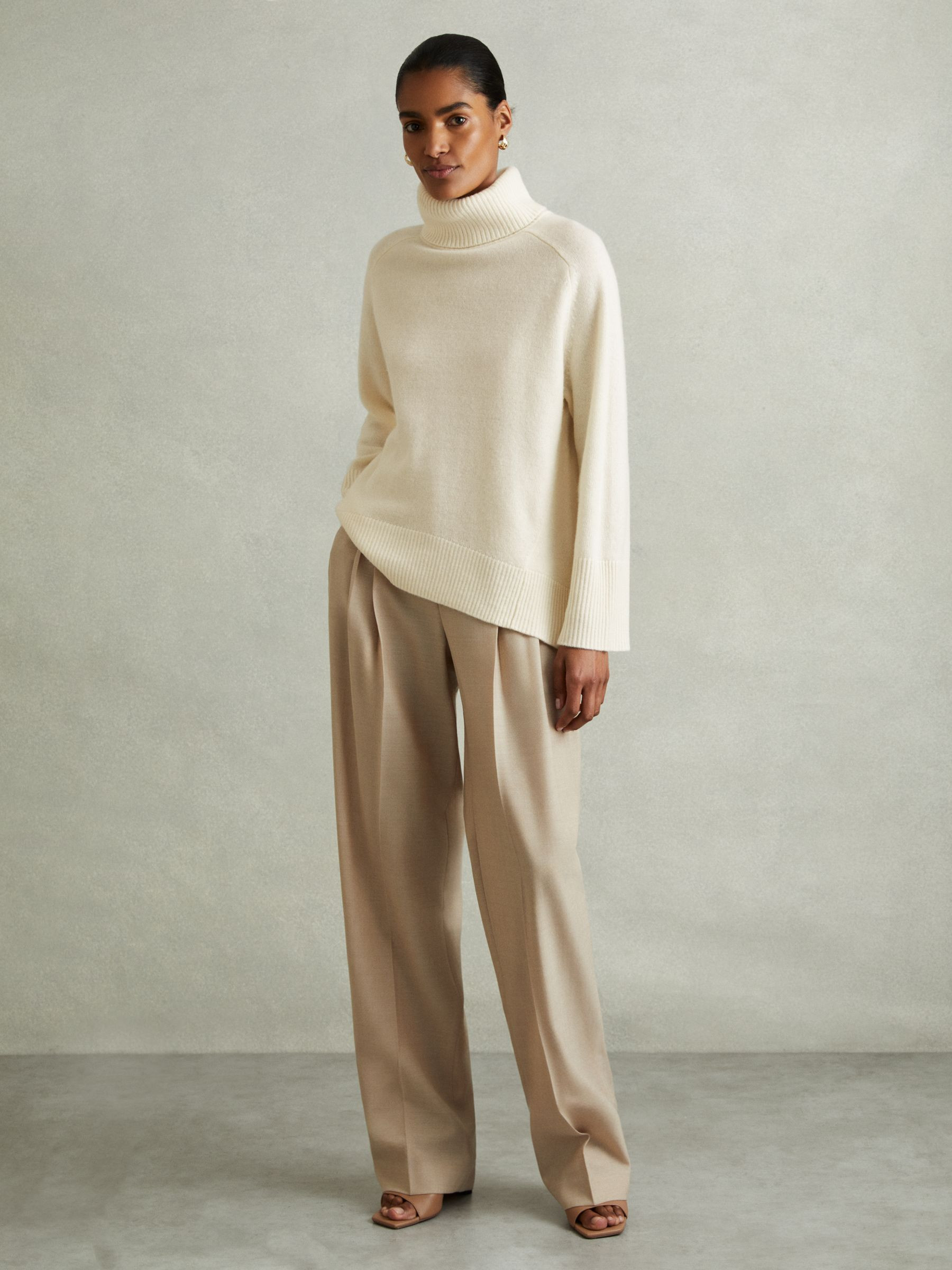 Reiss Wool-Cashmere Roll-Neck Jumper in Cream - REISS | Reiss UK
