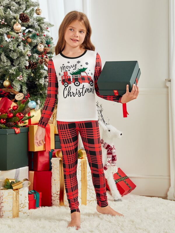Girls 1pc Christmas Print Snug Fit Sleep Tee & Sleep Pants
   
      SKU: si2209078254677157
    ... | SHEIN