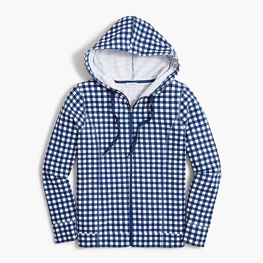 Gingham full-zip active hoodie | J.Crew Factory