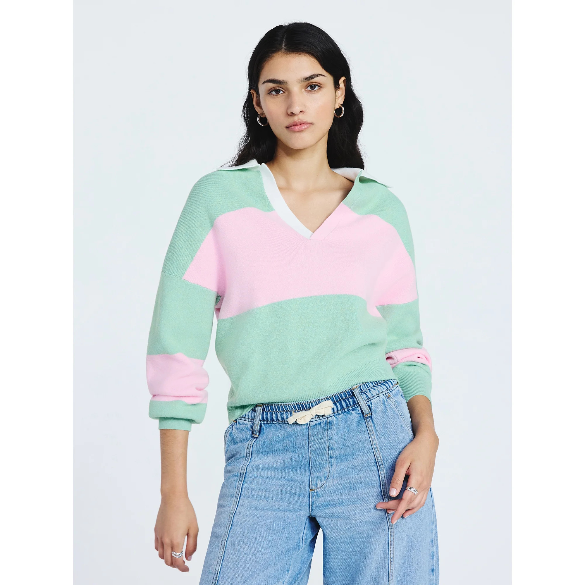 Scoop Women’s and Women’s Plus Oversized Rugby Sweater, Midweight, Sizes XS-4X | Walmart (US)