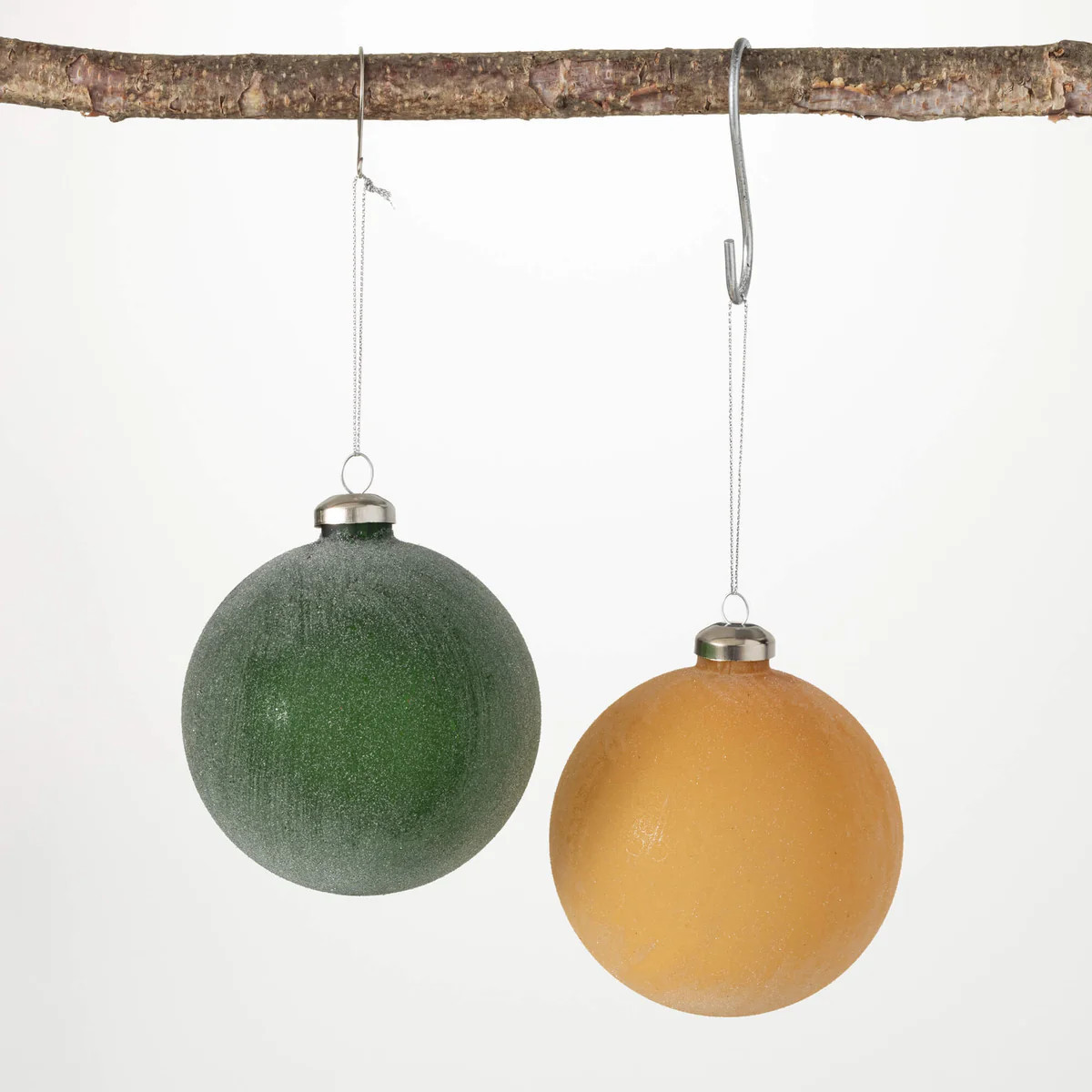 Frosted Ball Ornament Set Of 2 | Sullivans Home Decor