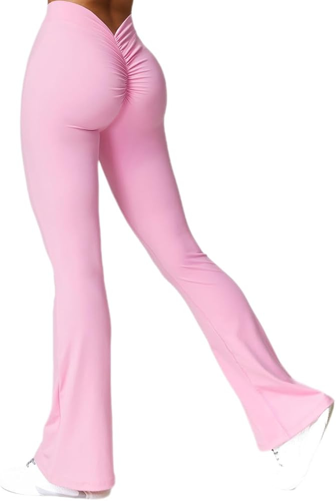 ABOCIW V Back Scrunch Butt Flare Leggings for Women Booty Lifting High Waist Bootcut Gym Workout ... | Amazon (US)