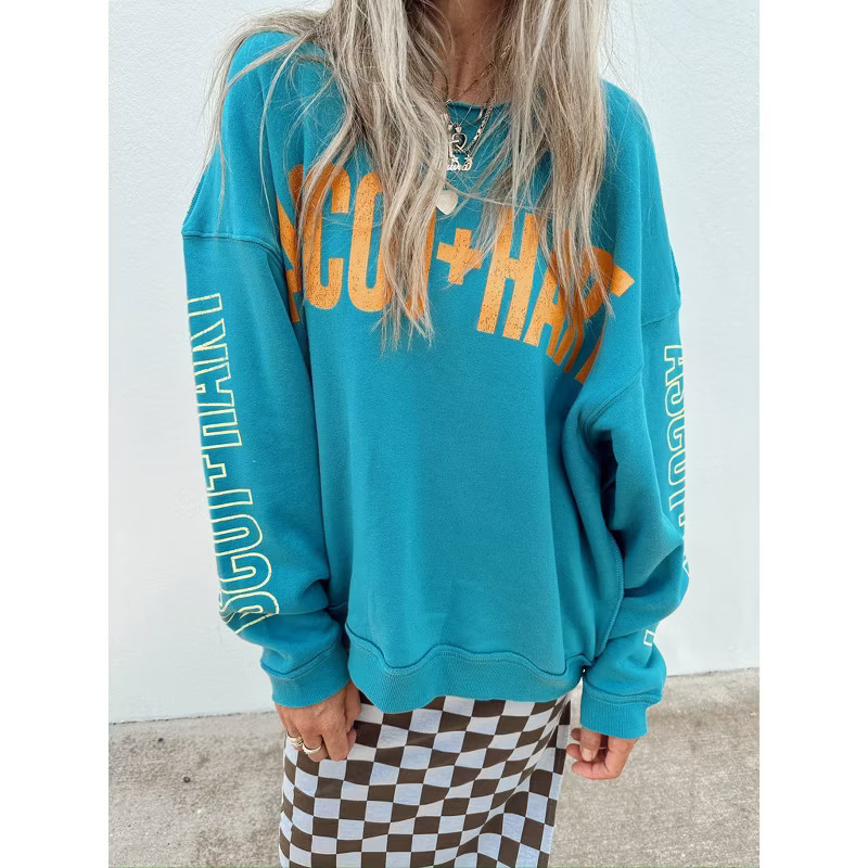 Women's Ascot + Hart Graphic Pullover Sweatshirt - Blue | Target