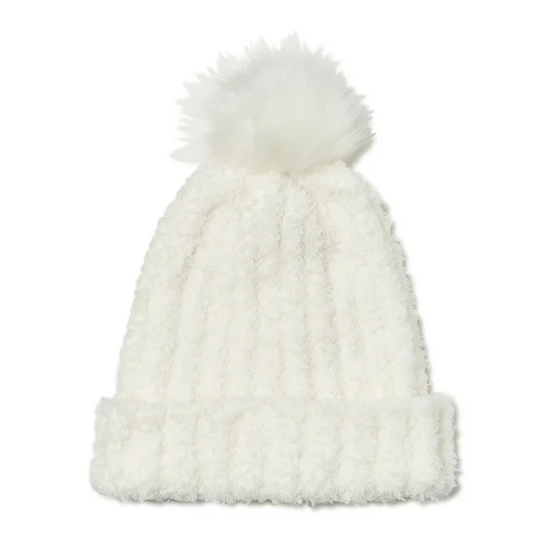 Time and Tru Womens Cozy Pom Beanie - Walmart.com | Walmart (US)