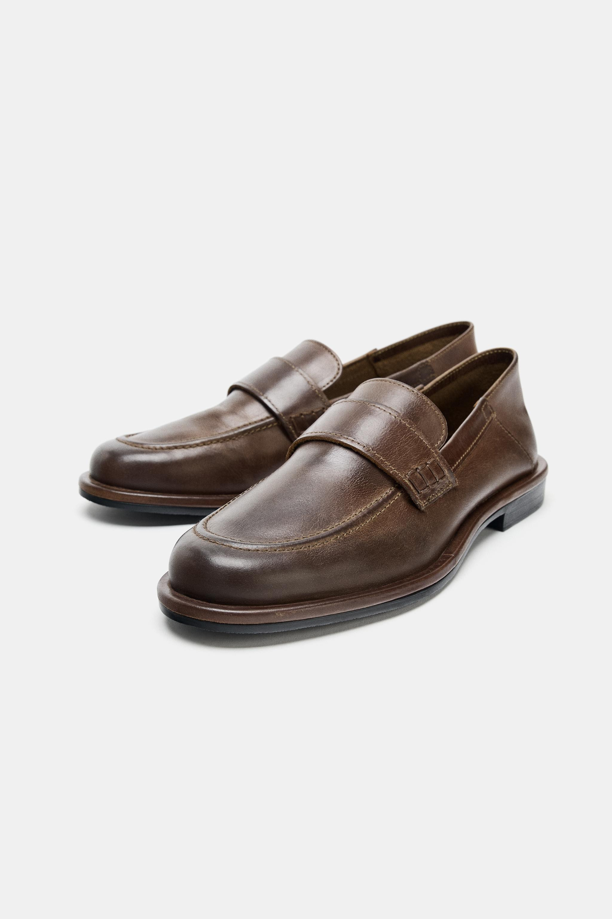 LEATHER PENNY LOAFERS | Zara Canada
