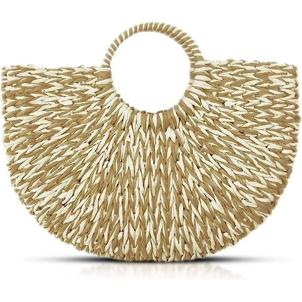 DabuLiu Beach Bag for Women, Summer Straw Bag, Handwoven Half Circle Color Handbag, Large Capacit... | Walmart (US)