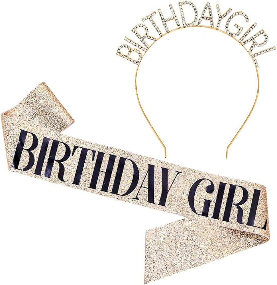 "Birthday Girl" Sash & Rhinestone Headband Set - Birthday Gifts Birthday Sash for Women Birthday ... | Amazon (US)