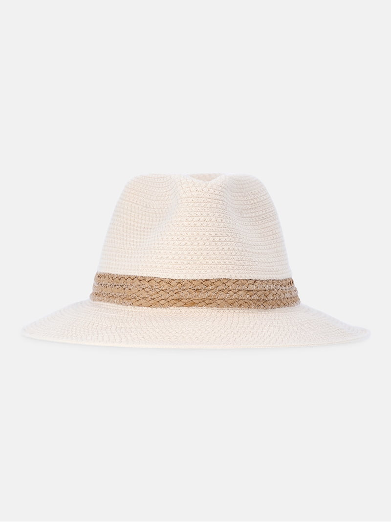 Time and Tru Women's Rope Straw Fedora Hat, Natural | Walmart (US)