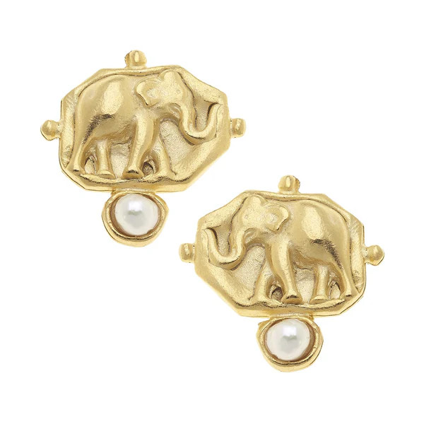 Elephant Intaglio Pearl Studs | Susan Shaw