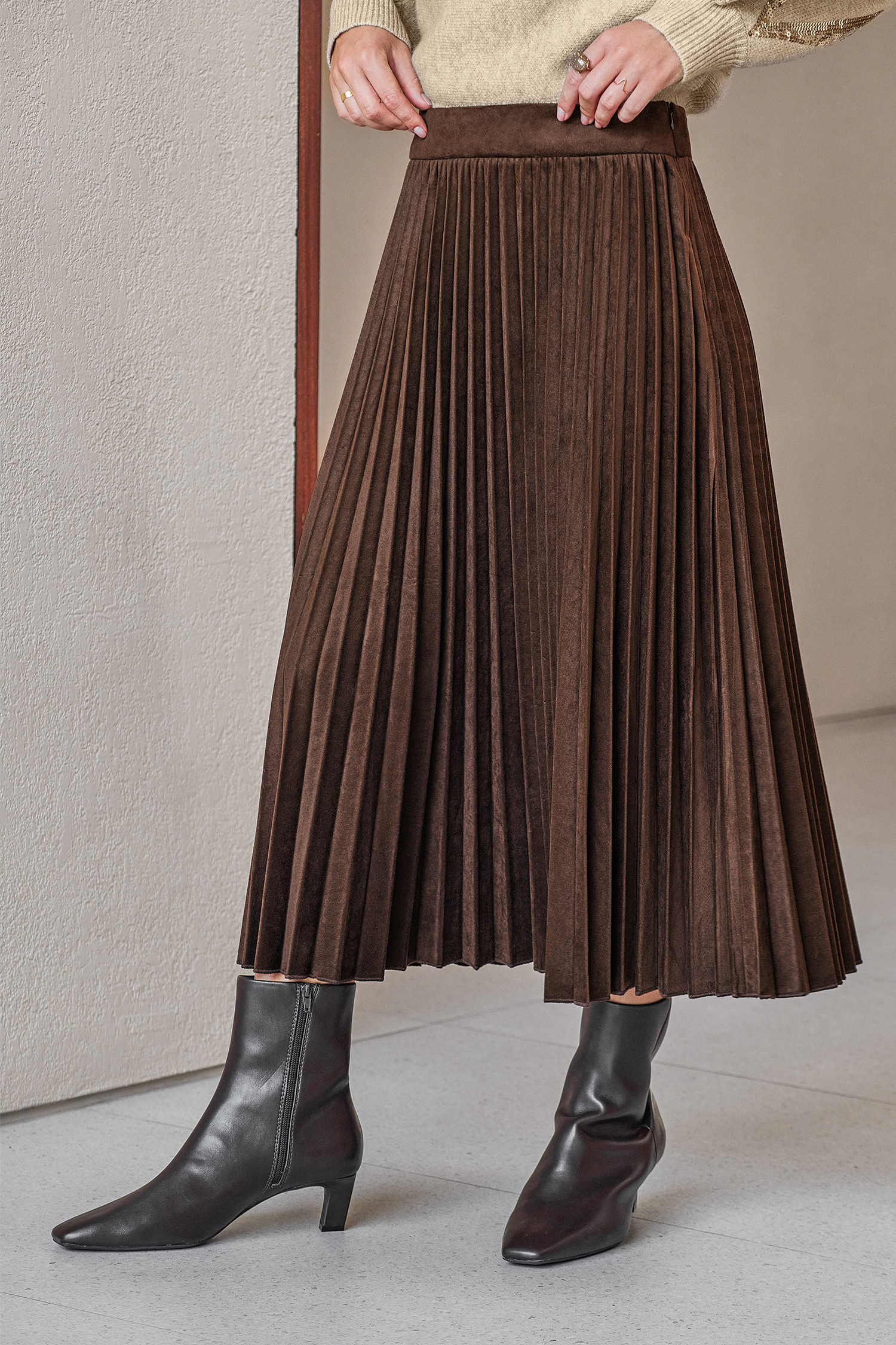 Sweet Routine Brown Midi Skirt - L | Cupshe US