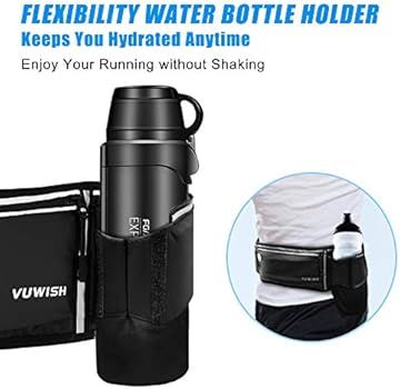 VUWISH Running Belt Fanny Pack, Adjustable Running Waist Pack Bag with Foldable Water Bottle Hold... | Amazon (US)
