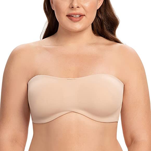 MELENECA Women's Strapless Bra for Large Bust Minimizer Unlined Bandeau with Underwire | Amazon (US)