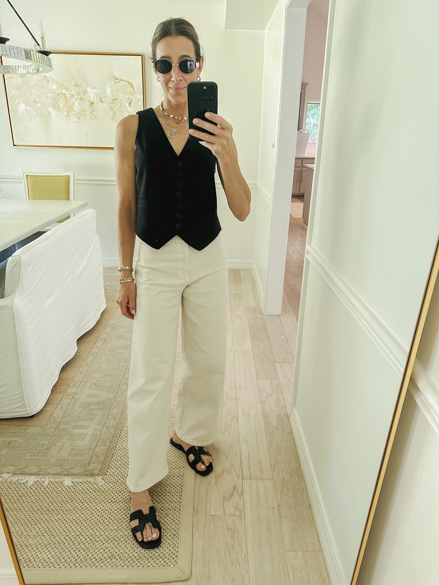 Summer outfit from target! Target black vest is linen like material. Love these wide leg light weight denim  

#LTKfindsunder100 #LTKstyletip #LTKfindsunder50