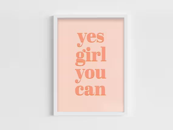 Yes Girl You Can Printable Instant Download Womens - Etsy | Etsy (US)