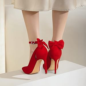 Carcuume Womens High Heels Bow Tie Back Lace Strappy High Heels Wedding Dress Shoes Sexy Close To... | Amazon (US)