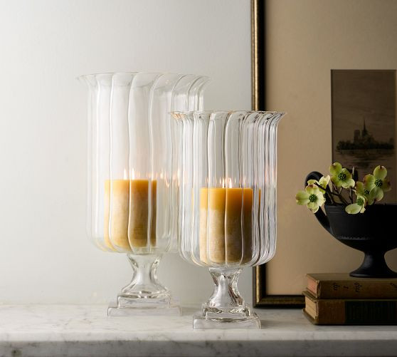 Fluted Glass Hurricane Candle Holder | Pottery Barn (US)