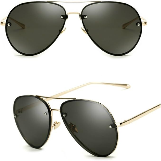 Oversized Aviator Sunglasses Vintage Retro Gold Metal Frame Colorful Lenses 62mm | Amazon (US)