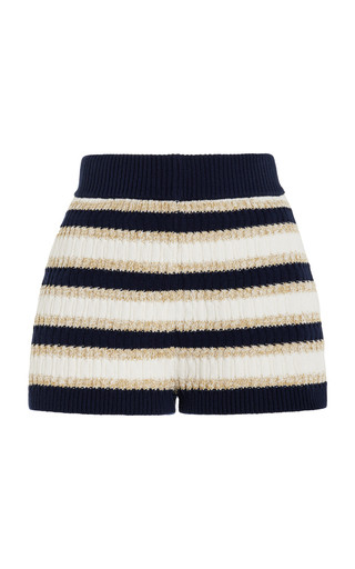 Noelle Striped Metallic-Cotton Knit Shorts | Moda Operandi (Global)