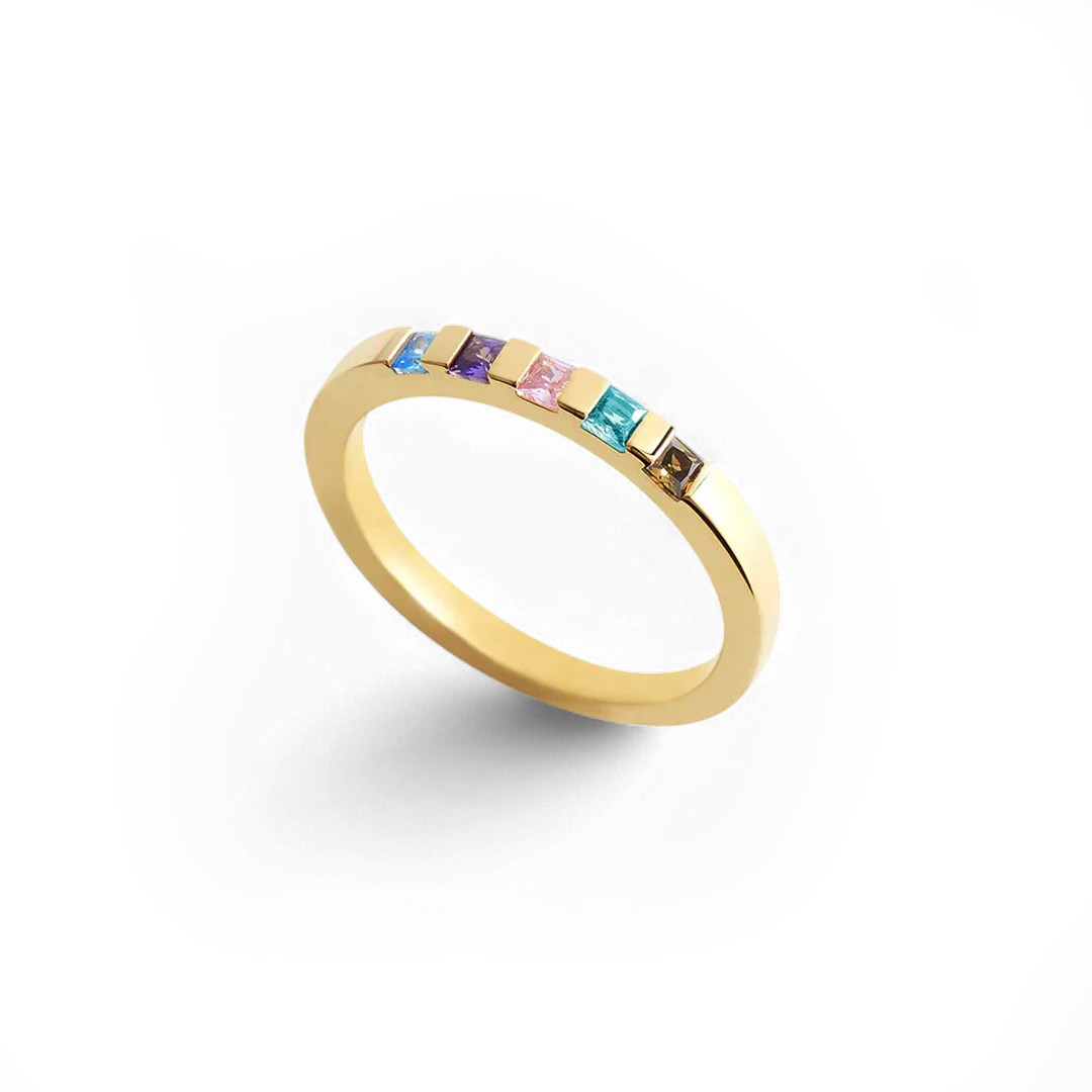 Princess-Cut Birthstone Band Ring | Mint & Lily