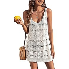 Womens Sexy Crochet Cover Up Swimwear Mesh Dress See Through Fishnet Beach Swimsuit Top | Amazon (US)