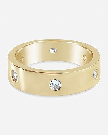 Sterling Forever Gold Classic Station Cubic Zirconia Ring | Express