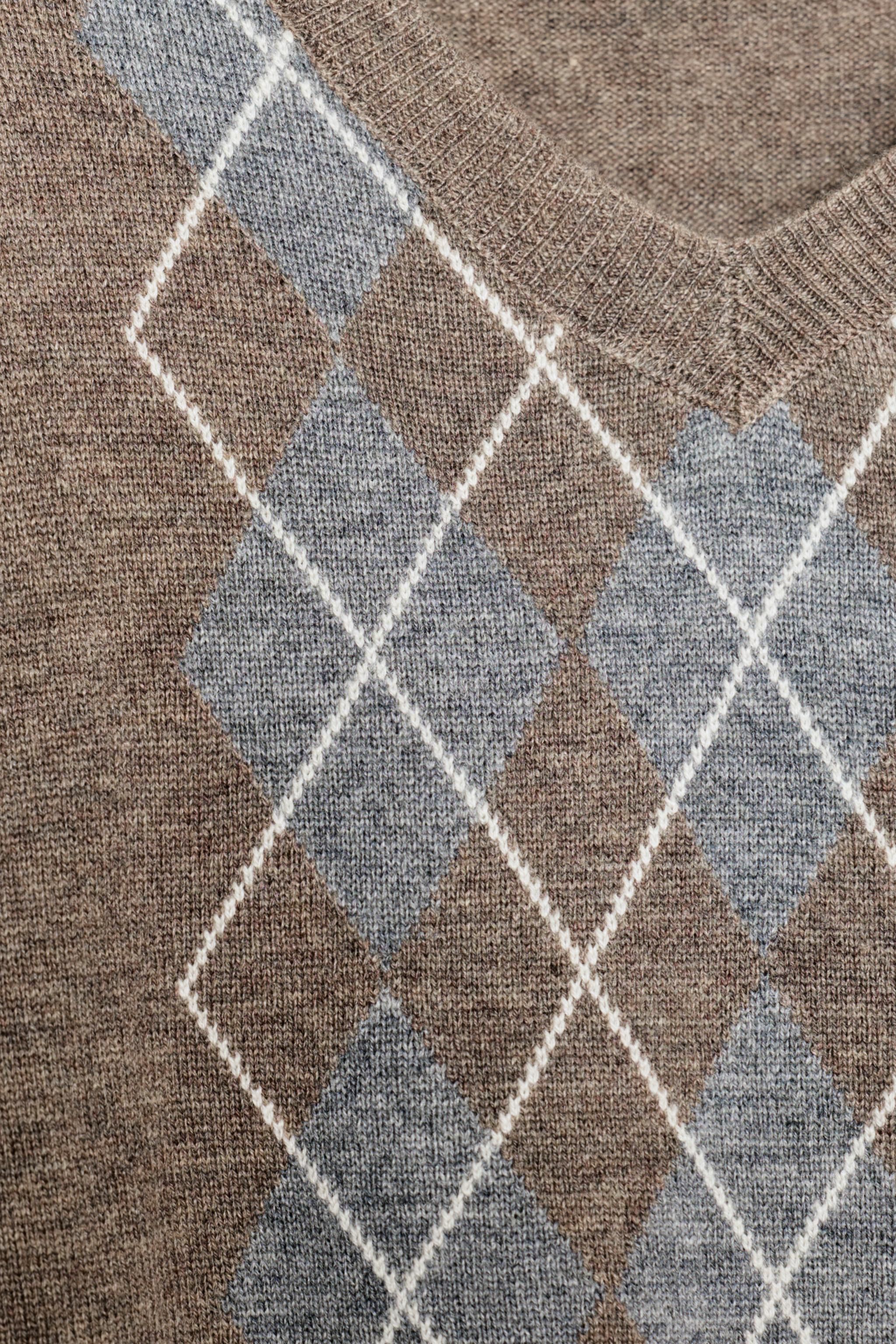 DIAMOND PATTERN WOOL SWEATER | Zara US