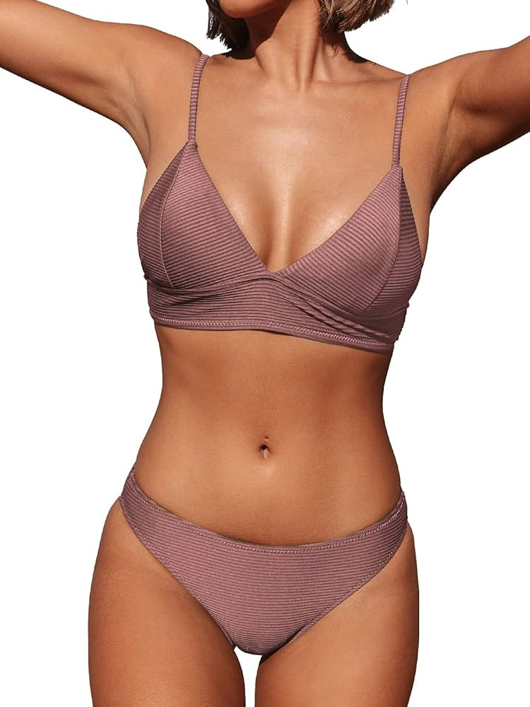 CUPSHE Women Bikini Set Solid Color Sexy Triangle Two Piece Swimsuit | Amazon (US)