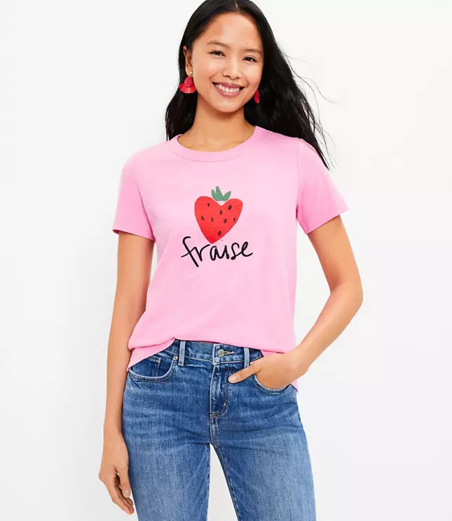 Strawberry Everyday Crew Tee | LOFT
