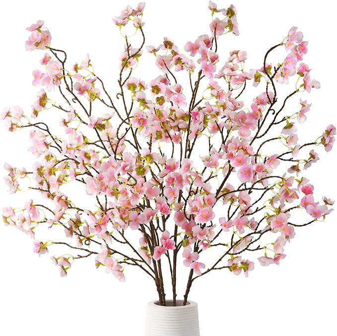 Cherry Blossom Branches, Faux Cherry Blossom Flowers, Artificial Plum Branches Real Touch Silk fo... | Amazon (US)