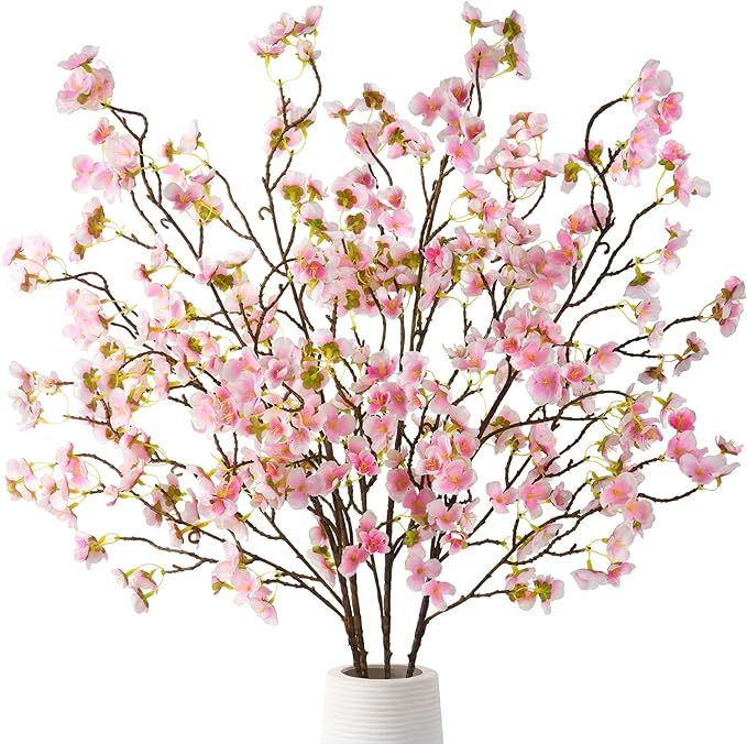 Cherry Blossom Branches, Faux Cherry Blossom Flowers, Artificial Plum Branches Real Touch Silk fo... | Amazon (US)
