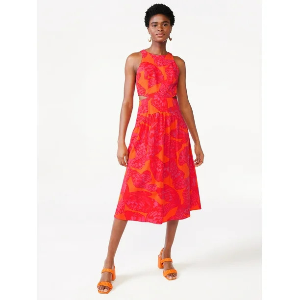 Scoop Women's Linen Cutout Midi Dress | Walmart (US)