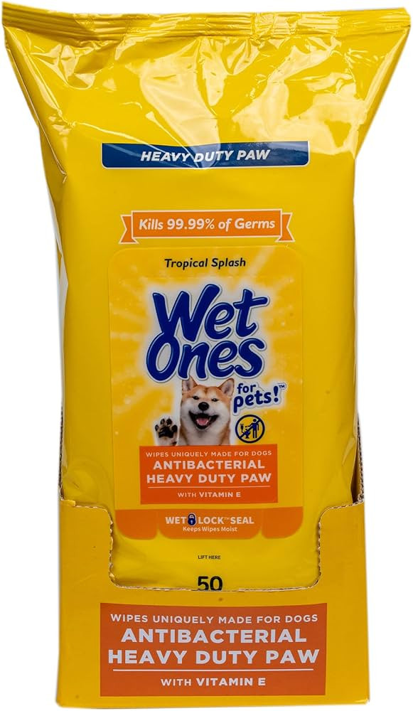 Wet Ones for Pets Antibacterial Heavy Duty Paw Wipes, Tropical Splash Scent - Thick Dog Cleaning ... | Amazon (US)